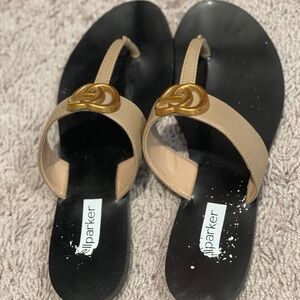 Tan and Black Women's Sandals